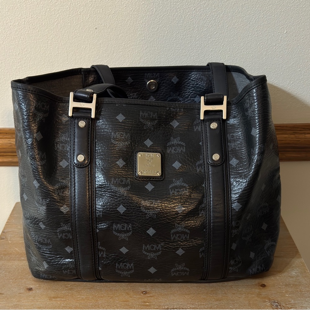 MCM Black Monogram Tote
